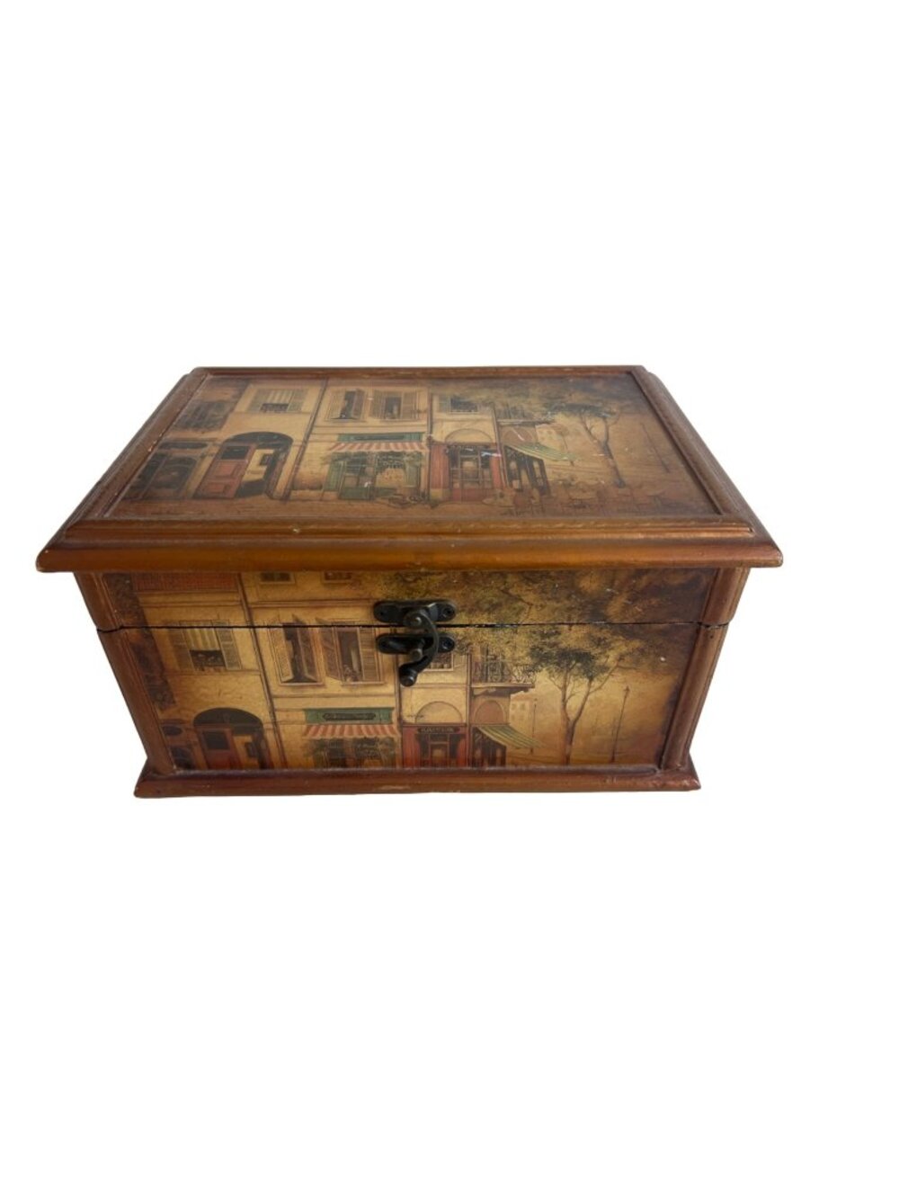 Vintage Paris-Themed Wooden Keepsake Box